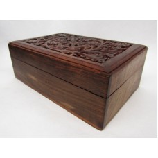 Small Decorative Shisham Sheesham Wood India Trinket Box Hand Carved 6" x 4"   273369077297
